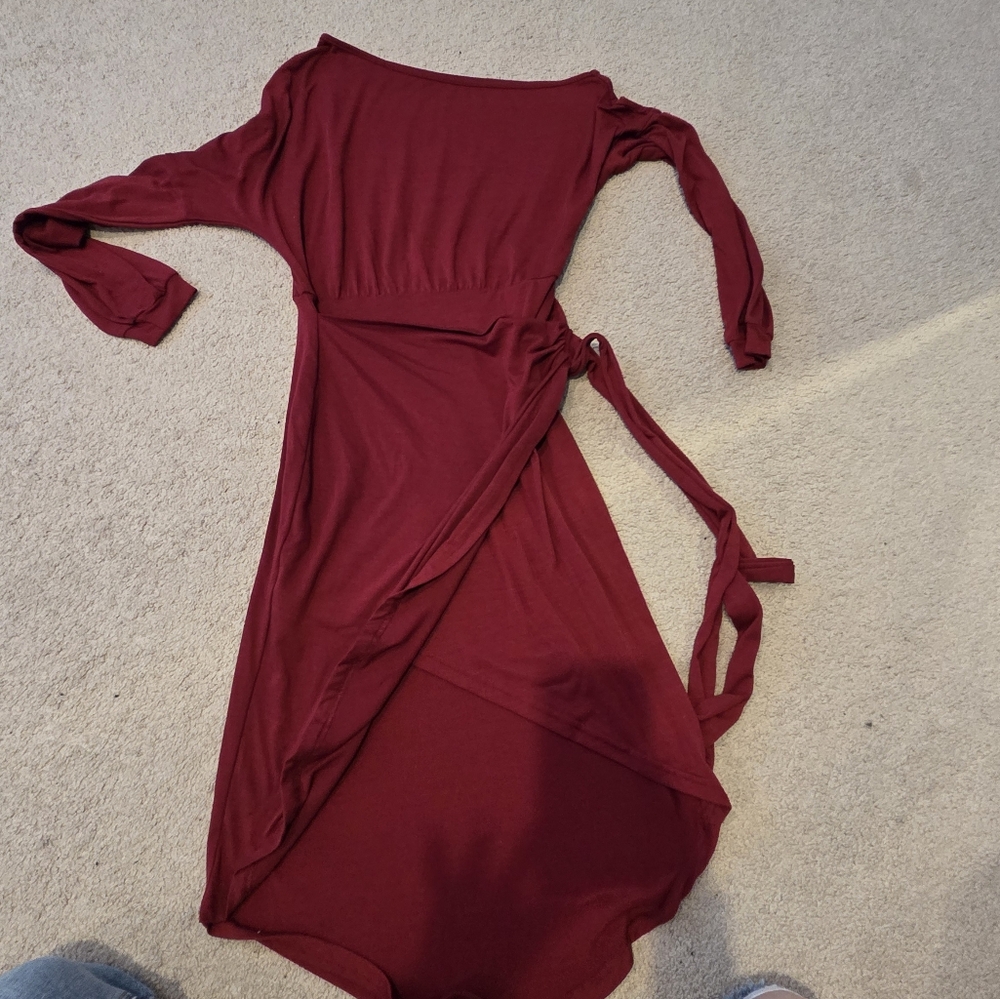 Elegant Burgundy Wrap Dress
